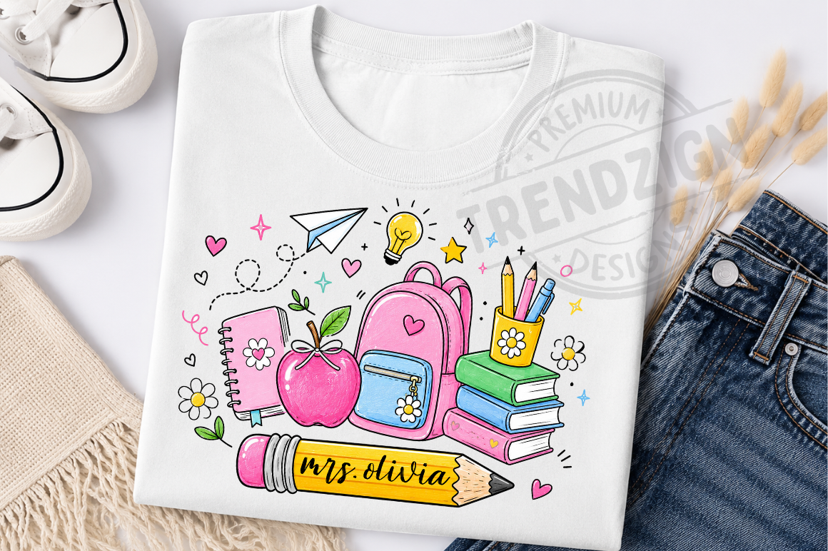 Back to School,Custom Teacher Name PNG