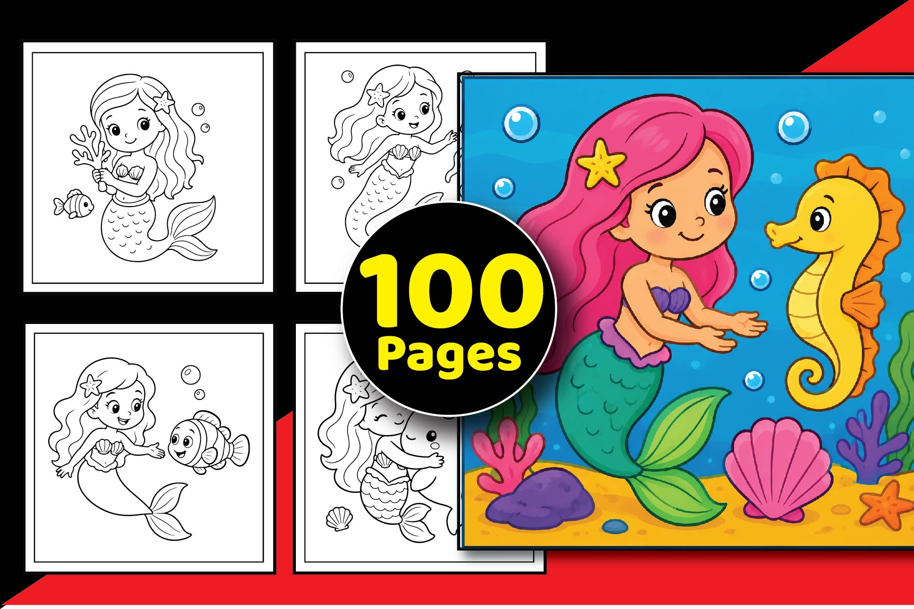 Bold Easy Mermaid Coloring Pages for Kid