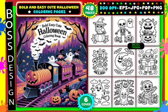 Bold and Easy Cute Halloween Coloring