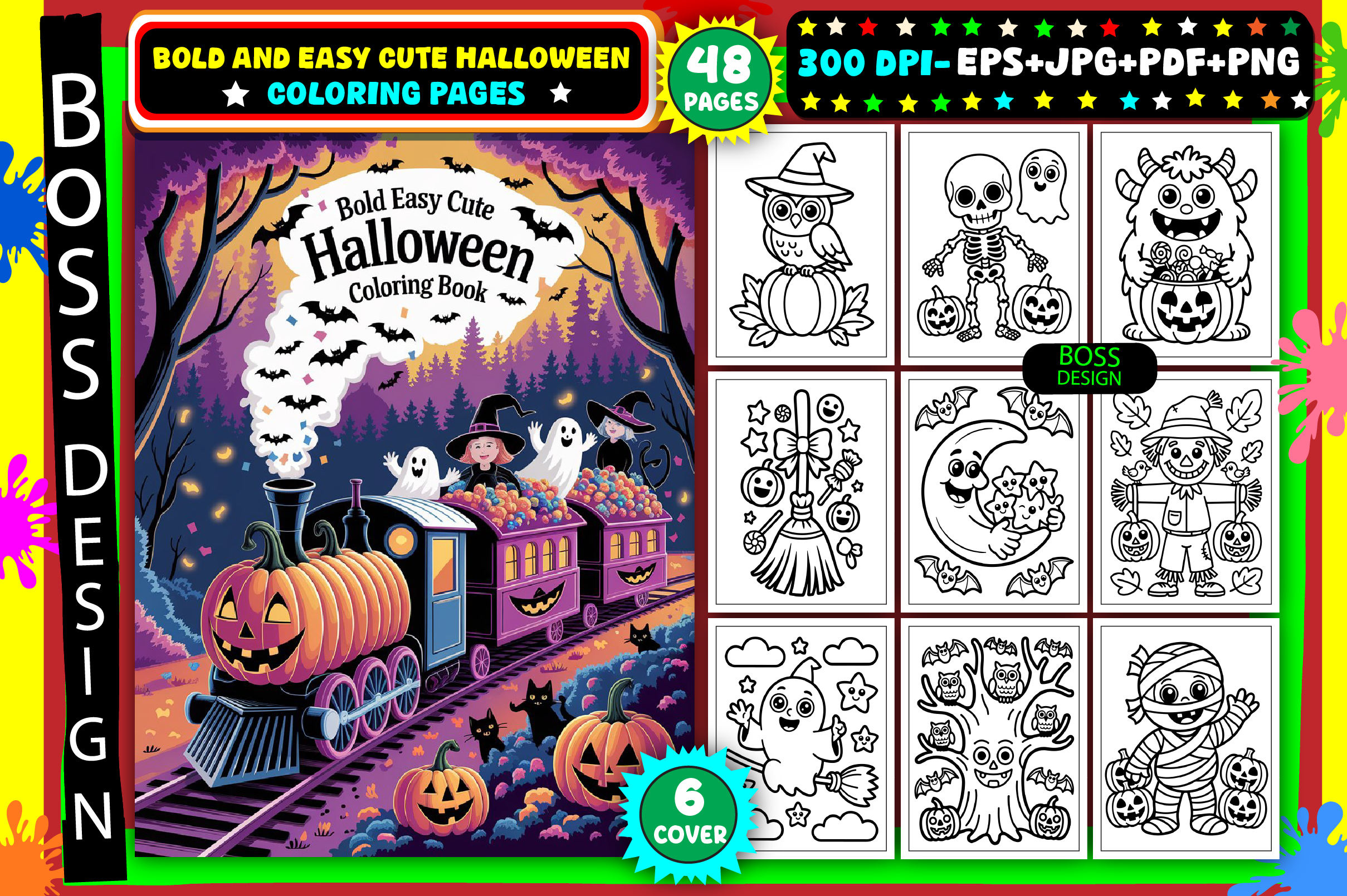 Bold and Easy Cute Halloween Coloring