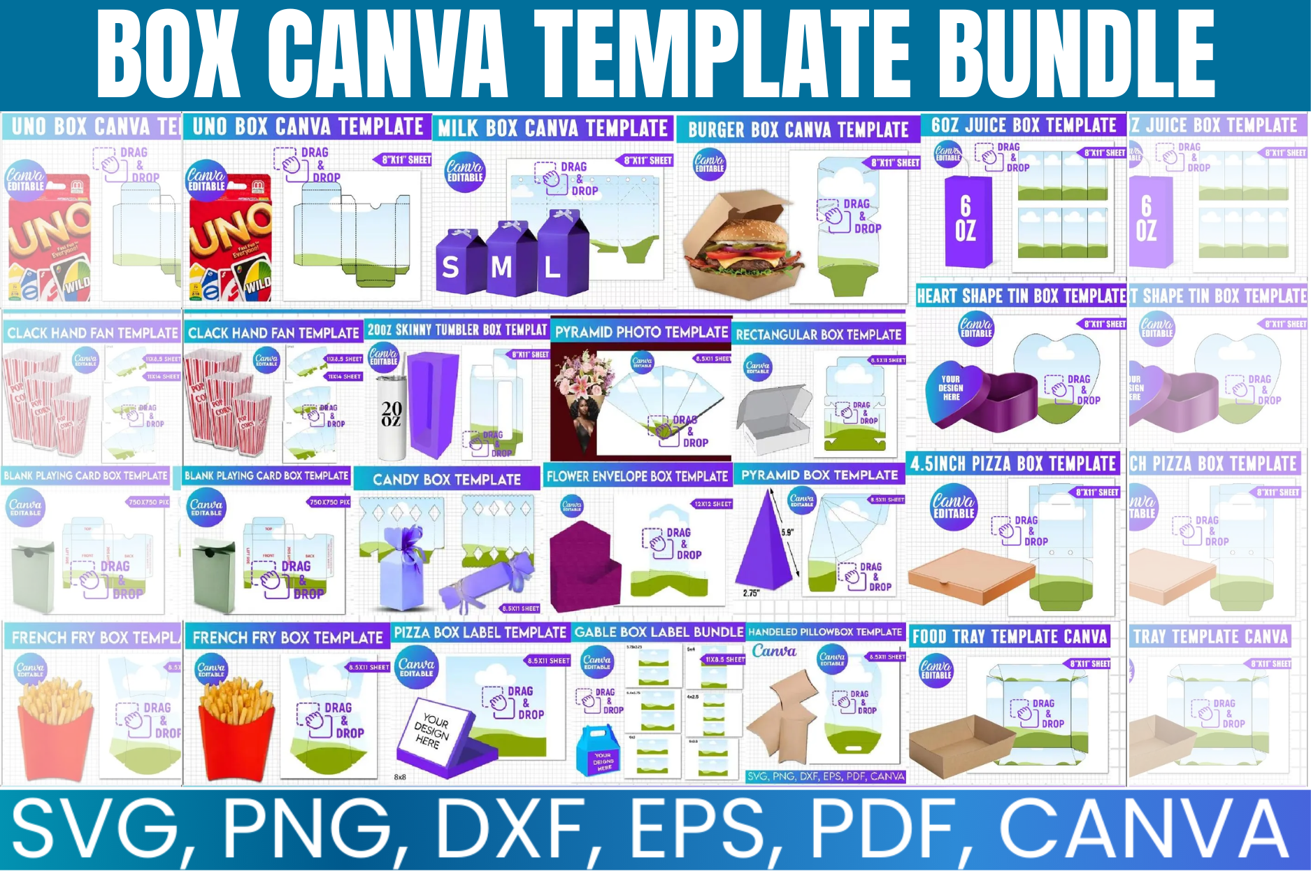 Box Canva Editable Template Bundle