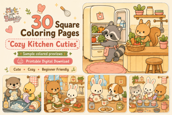 Cozy Kitchen Cuties Coloring Pages PDF