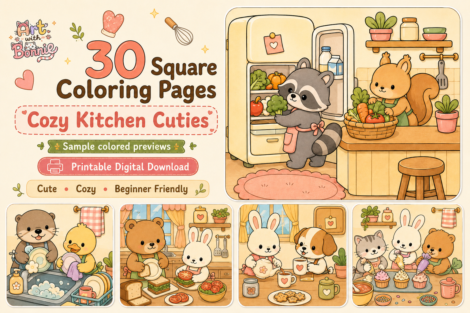 Cozy Kitchen Cuties Coloring Pages PDF