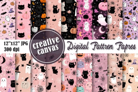 Cute Pink Halloween Seamless Pattern