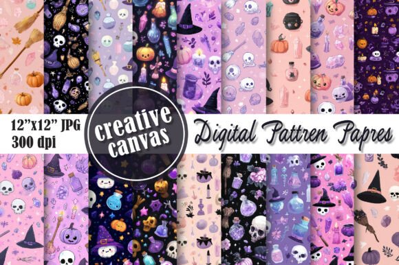 Cute Witchy Halloween Seamless Pattern