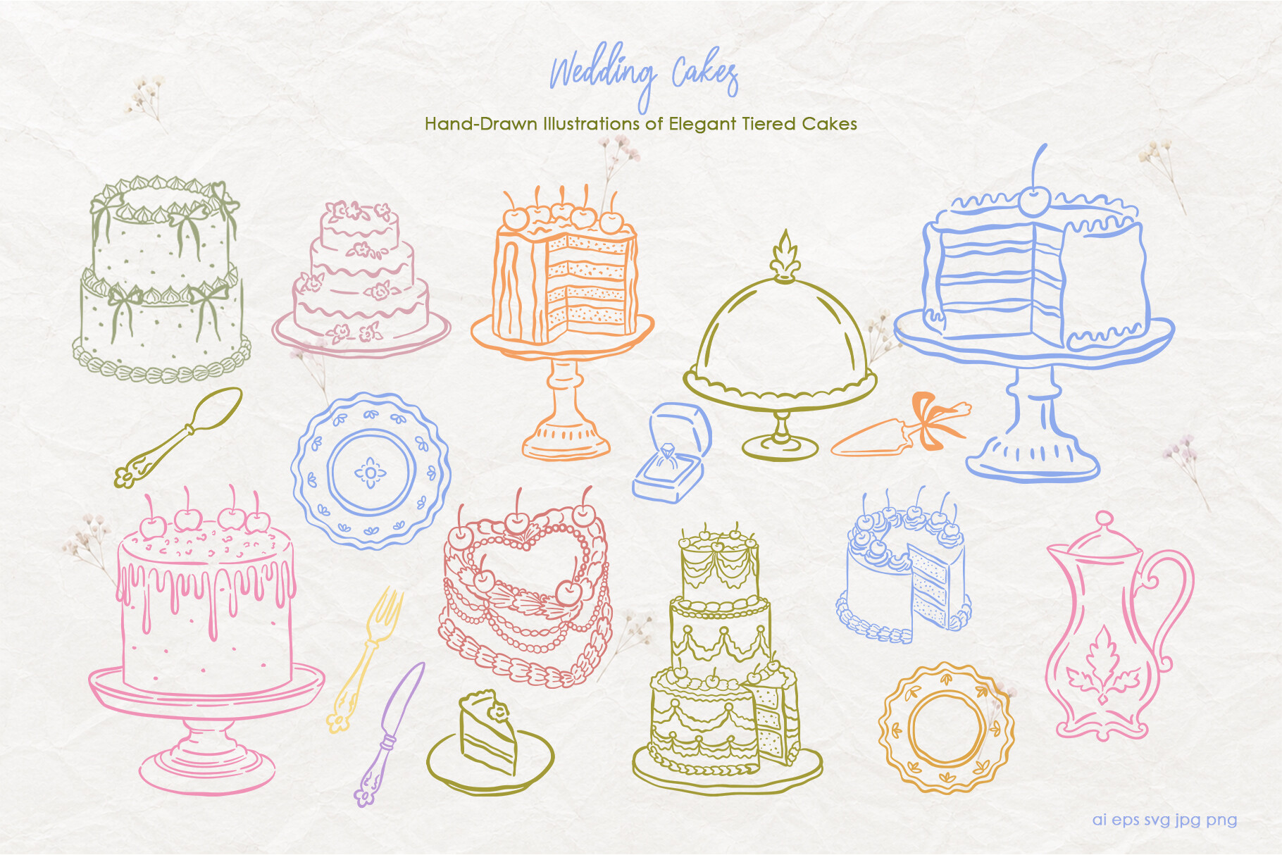Dopamine Wedding Cakes Doodles