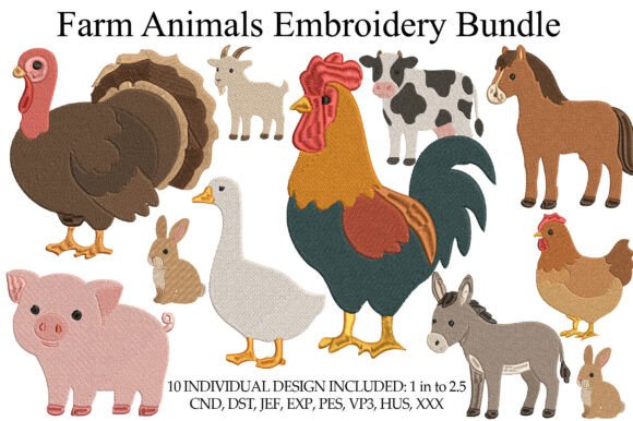 Farm Animals Embroidery Bundle