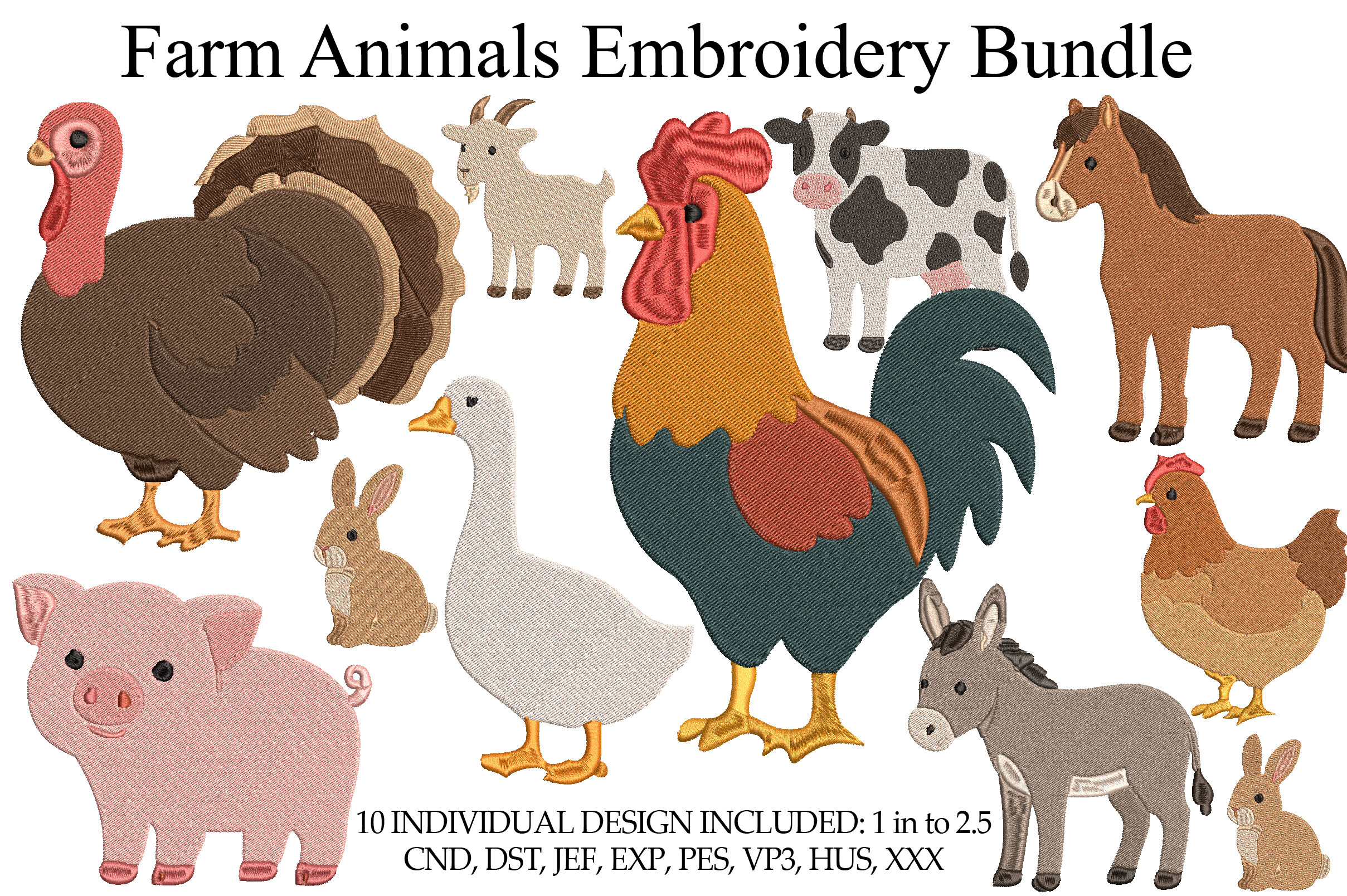 Farm Animals Embroidery Bundle