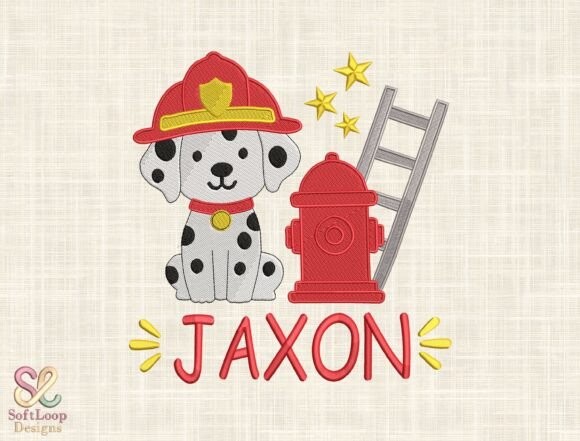 Firefighter Puppy Embroidery Design