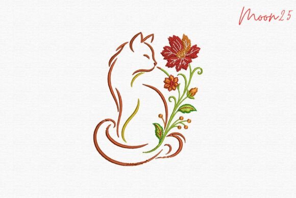 Floral Cat Outline