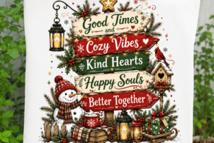 Good Times Cozy Vibes Christmas Sign PNG Graphic by Craftcity ...
