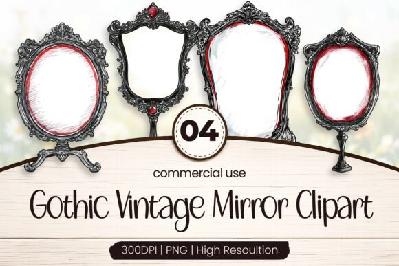 Gothic Vintage Mirror PNG