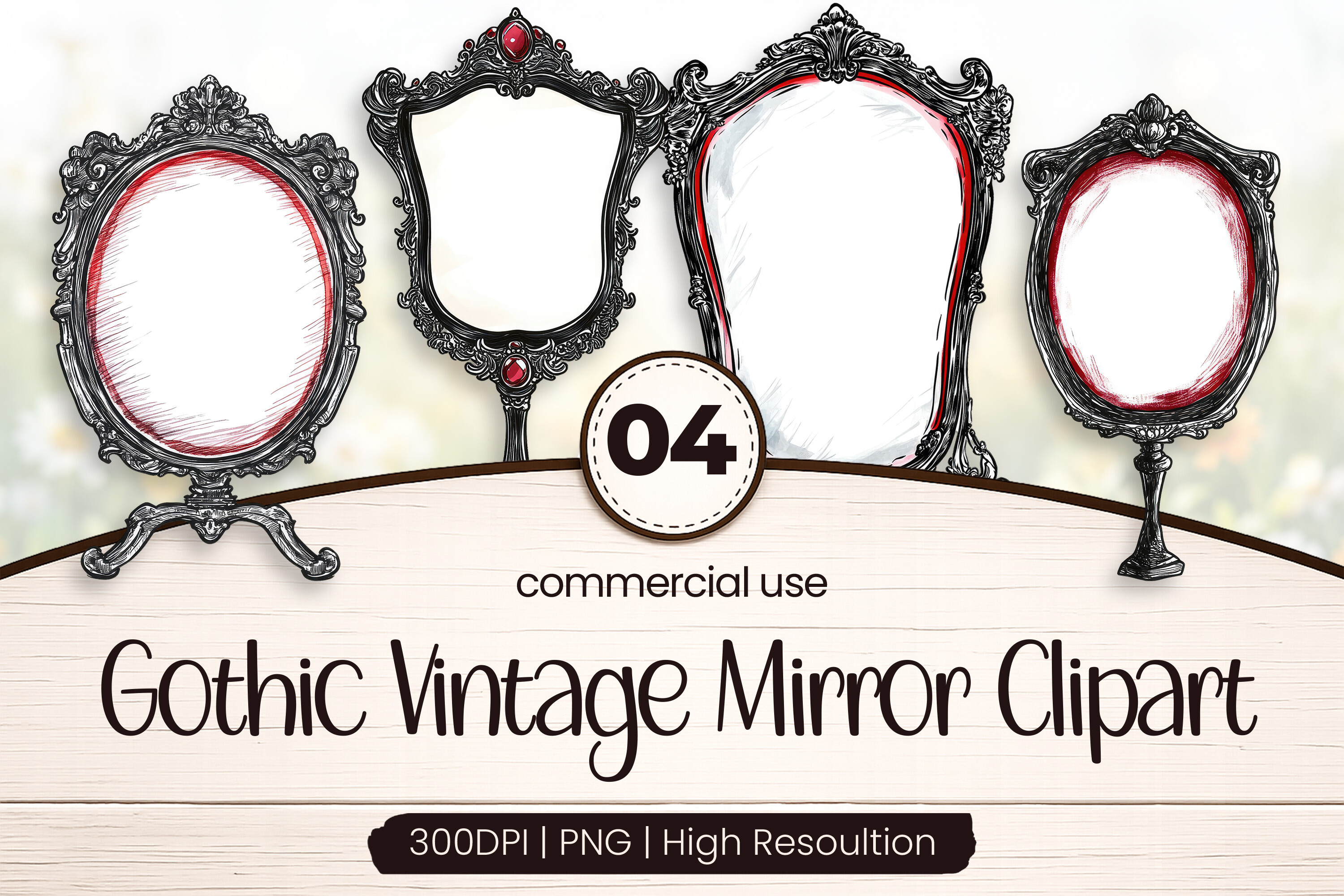 Gothic Vintage Mirror PNG