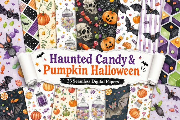 Haunted Candy & Pumpkin Halloween Papers