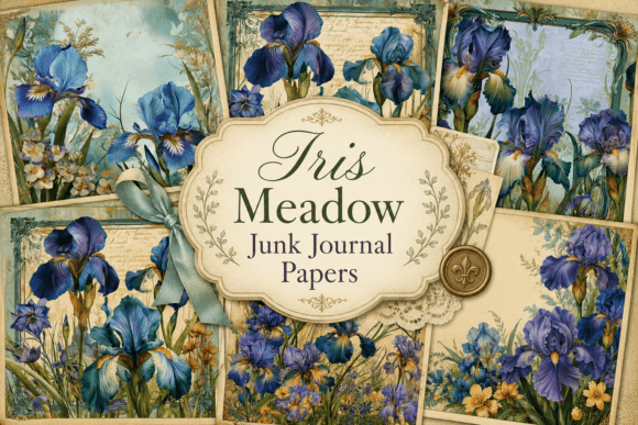 Preview of Iris Meadow Junk Journal Paper