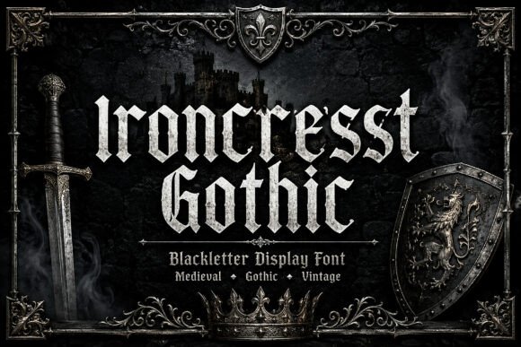 Preview specimen of Ironcrest Gothic blackletter font