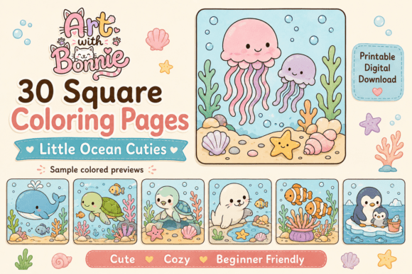 Little Ocean Cuties Coloring Pages Pack