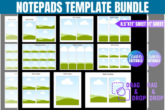 Notepads Canva Frame Template Bundle