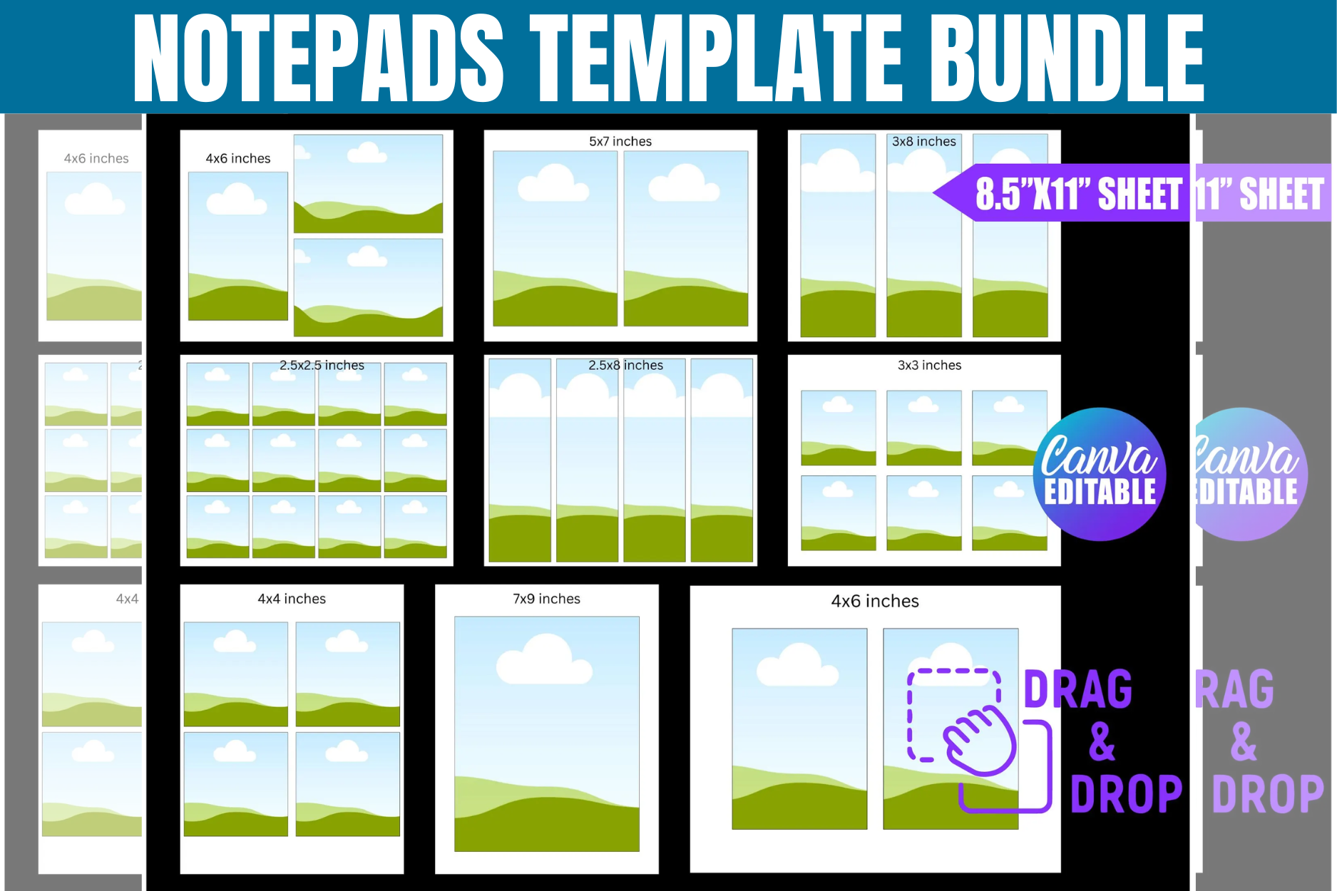 Notepads Canva Frame Template Bundle