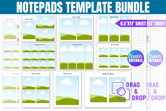 Notepads Canva Frame Template Bundle