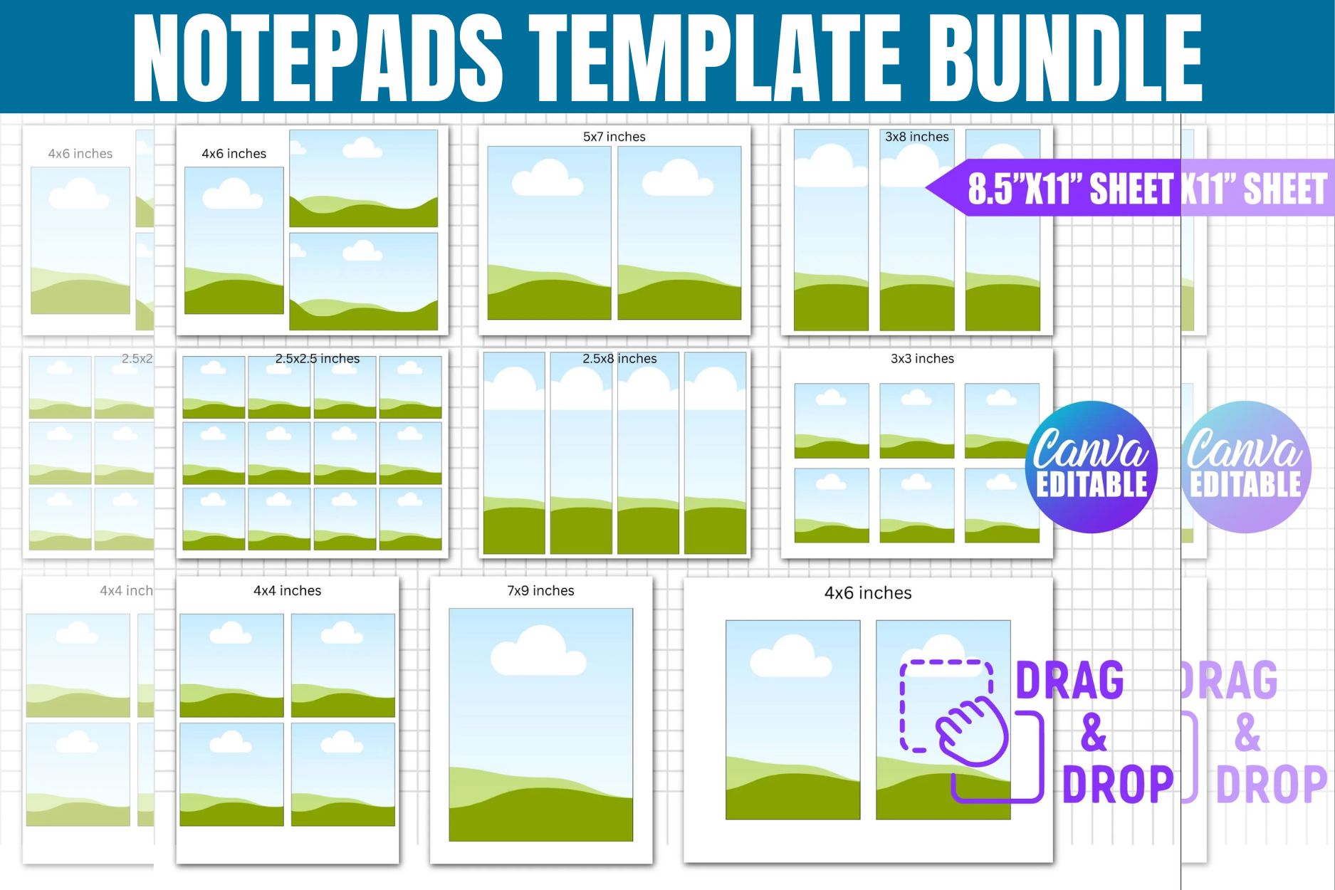 Notepads Canva Frame Template Bundle