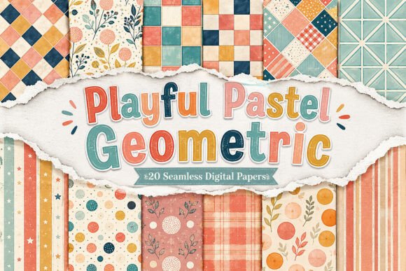 Playful Pastel Geometric Seamless Papers