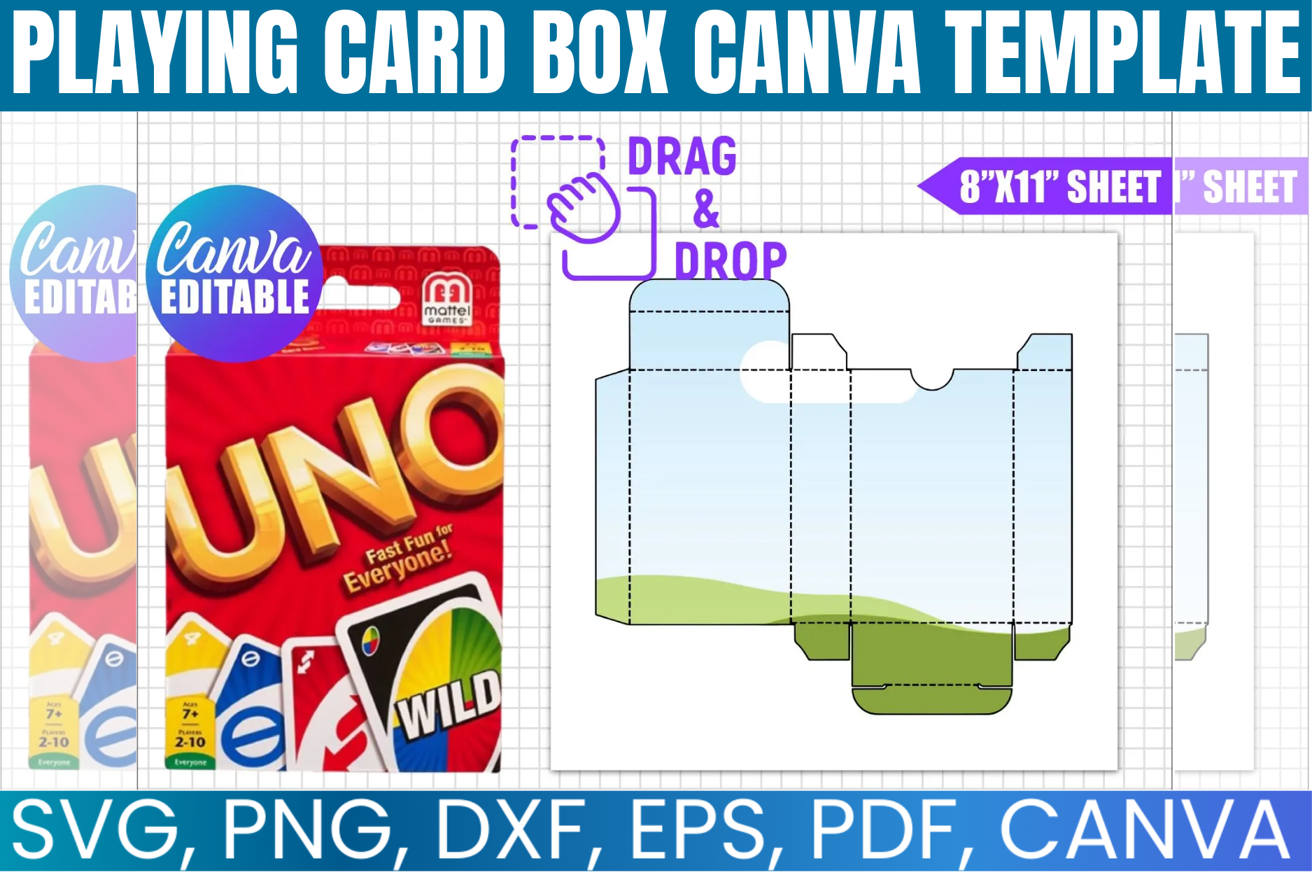 Playing Card Box Editable Canva Template