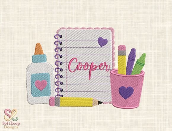 School Supplies Embroidery Design