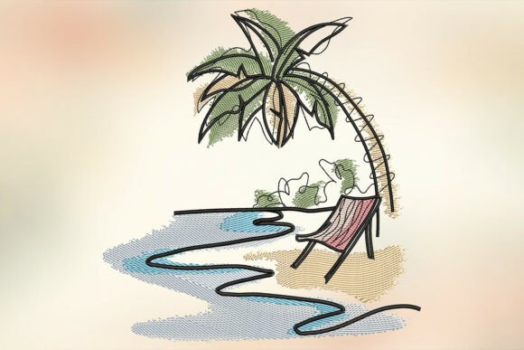 Summer Vacation Embroidry Design