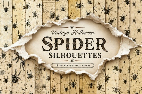 Vintage Halloween Spider Silhouettes