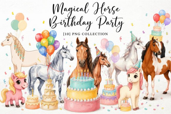 Watercolor Horse Clipart Free Png Bundle