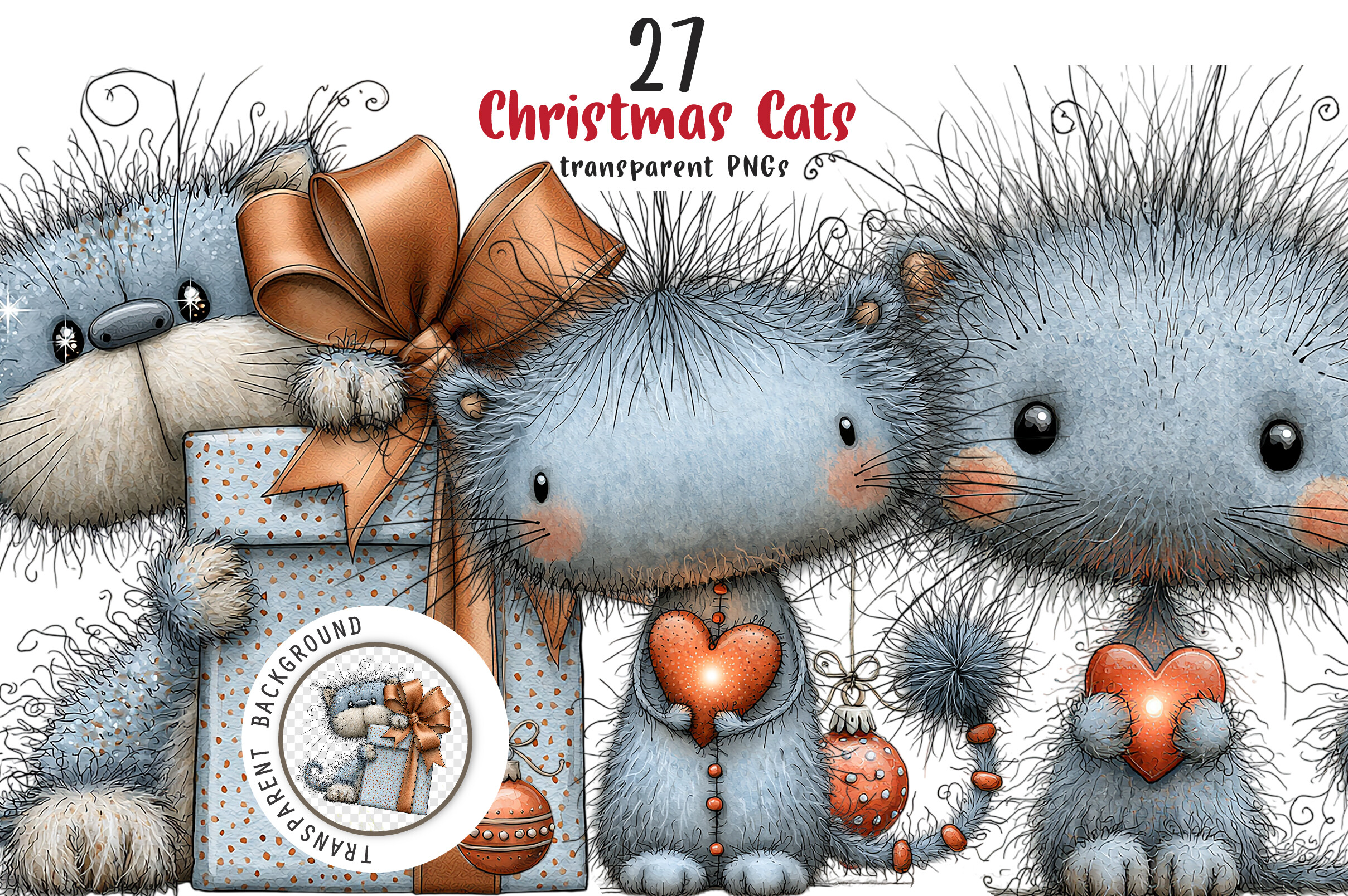 Whimsical Christmas Cats Clipart Graphic by SinaCreation · Creative Fabrica