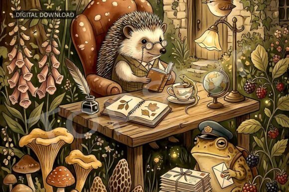 Woodland Cottagecore Office Decor Art