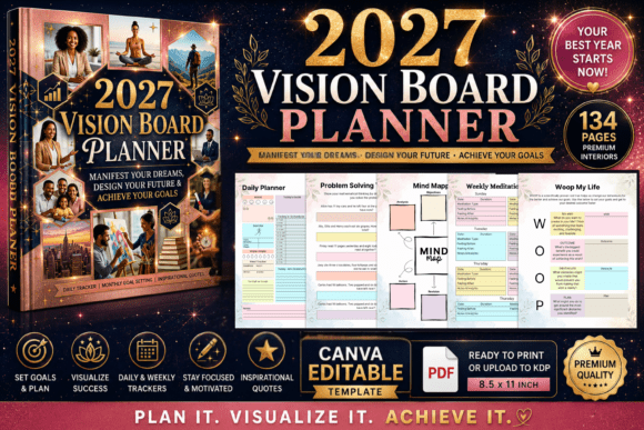 2027 Vision Board Planner | KDP Interior