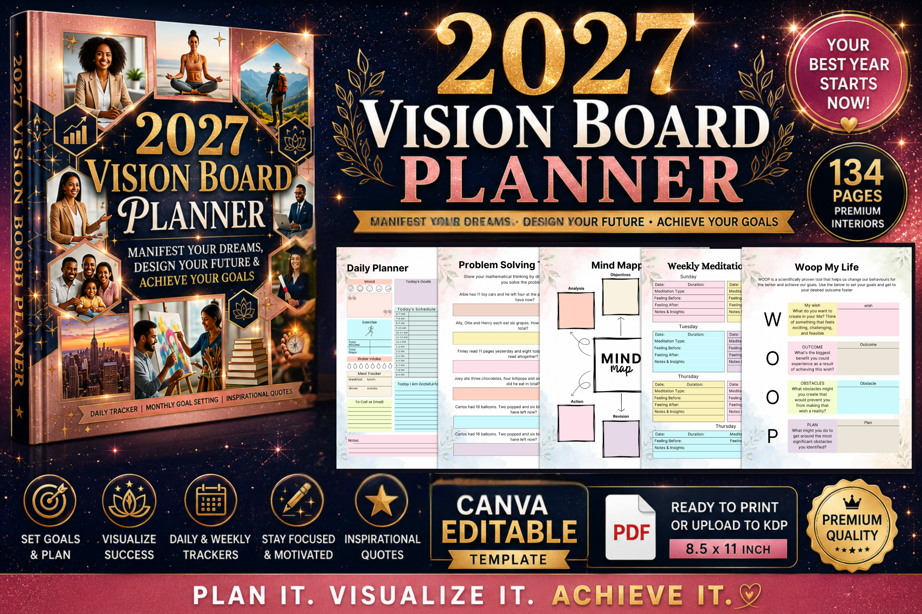 2027 Vision Board Planner | KDP Interior