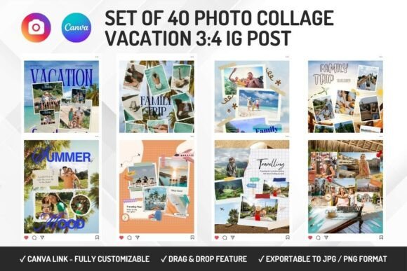 40 Photo Collage Vacation 3:4 IG Post