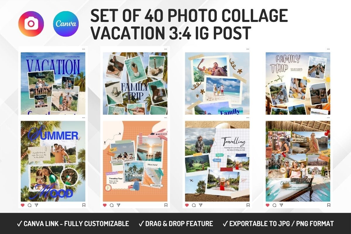 40 Photo Collage Vacation 3:4 IG Post