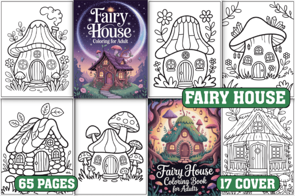 65 Fairy House Coloring Pages for Adult