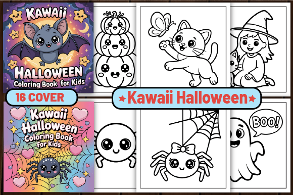 72 Kawaii Halloween Color Pages for Kids