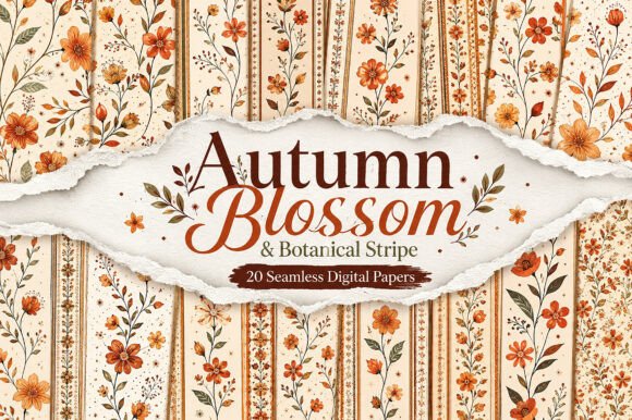 Autumn Blossom & Botanical Stripe
