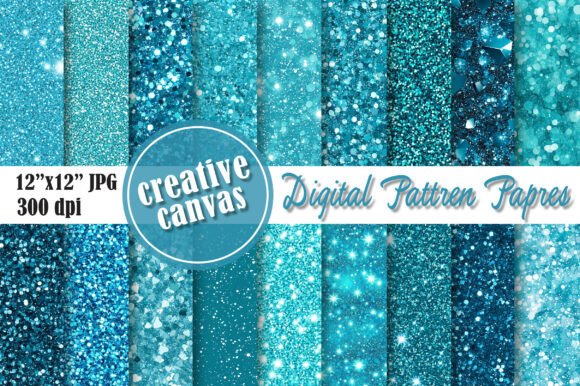 Blue Glitter Seamless Pattern Bundle