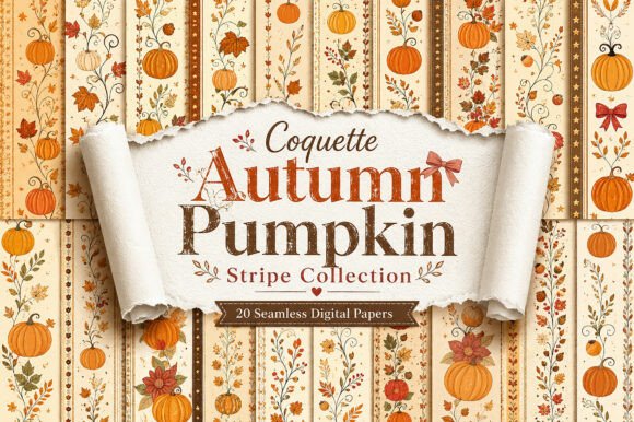Coquette Autumn Pumpkin Stripe Pattern