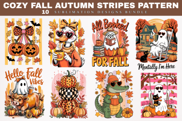 Cozy Fall Autumn Stripes Pattern Sublima