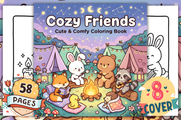 Cozy Friends Cute & Comfy Coloring Pages