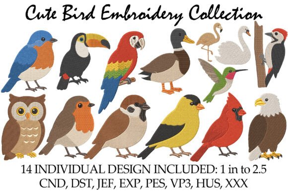 Cute Bird Embroidery Collection