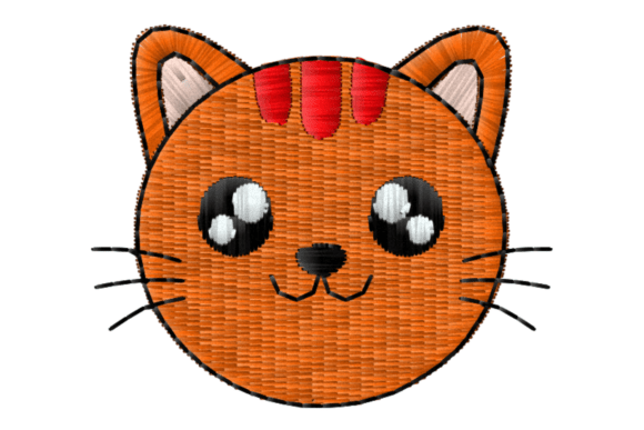 Cute Cat Face Embroidery Design