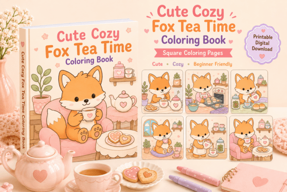 Cute Cozy Fox Tea Time Coloring Book PDF