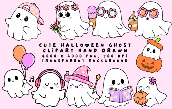 Cute Halloween Ghost Hand Drawn Clipart