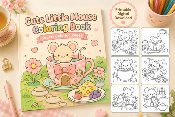 Cute Little Mouse Coloring Pages PDF Kit