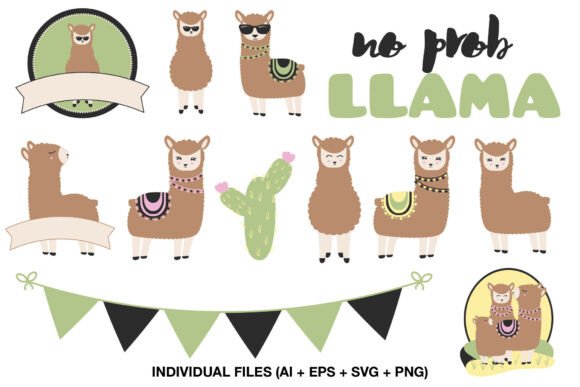 Cute Llama Clipart Set